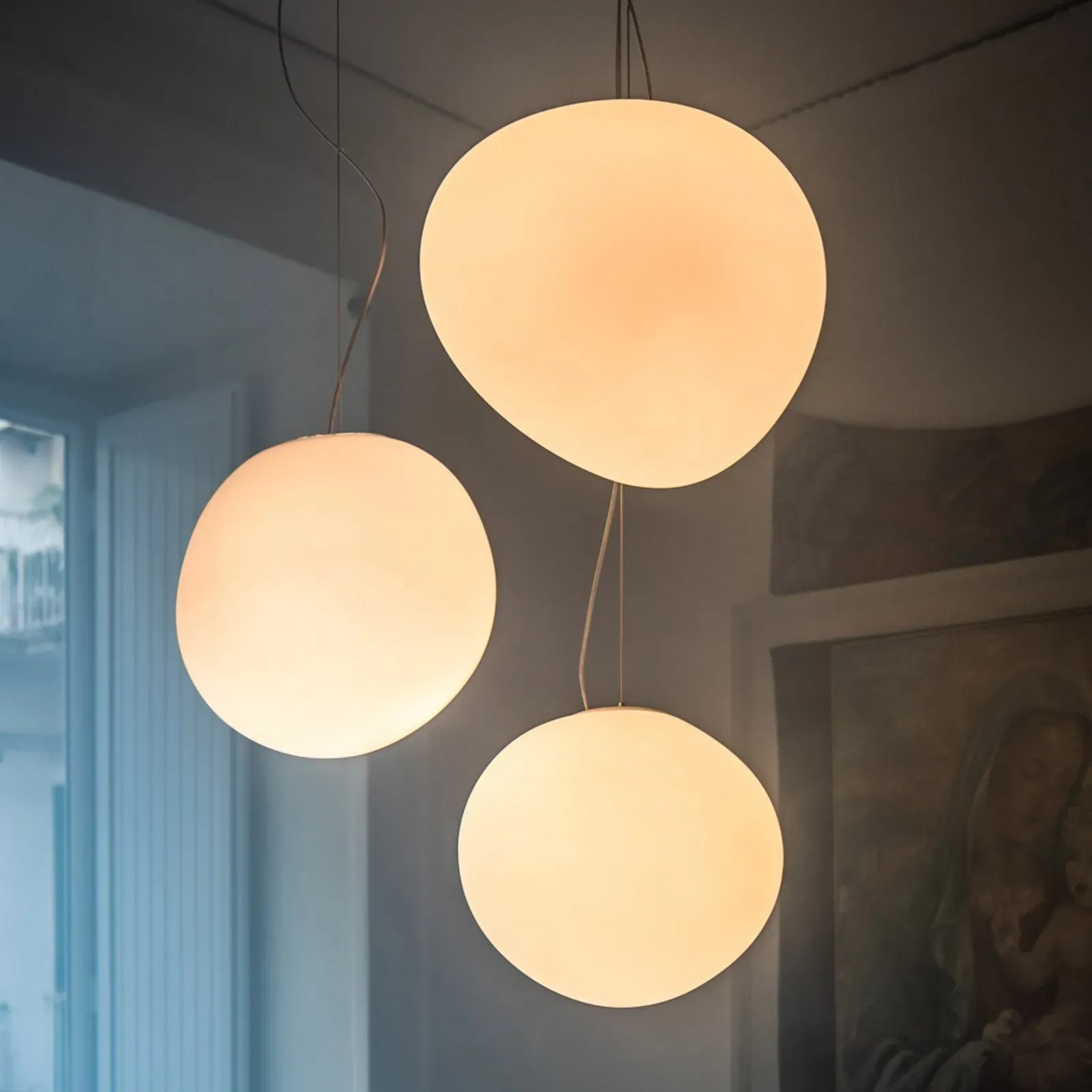 Pendelleuchte Foscarini, Gregg media, dimmbar, Weiß, für Wohnzimmer, Glas, Design - 31 - 26 - 26