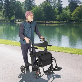 Costway Rollator Faltbar und leicht mit Sitz 6-fach höhenverstellbar Schwarz
