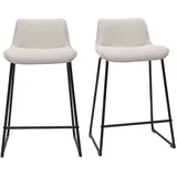 miliboo Barhocker in beigem Stoff mit Samteffekt und Metall H65 cm (2er-Set) BOOST