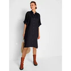 Hemdblusenkleid INSPIRATIONEN "Viskose-Hemdblusenkleid", Damen, Gr. 42, Normalgrößen, schwarz, 100% Viskose, unifarben, knielang, Kurzarm, Kleider