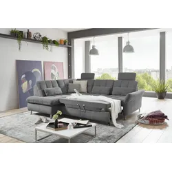 Ecksofa DIE PLANBAR "MP-IN20016 L-Form mit Kaltschaum-Polsterung", grau, B:242cm H:87cm T:116cm, 100% Polyester, Sofas, wahlweise mit Kopfstützen und Bettfunktion, mit Kaltschaum-Polsterung