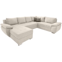 Livetastic Wohnlandschaft, Creme, Uni, 5-Sitzer, Füllung: Schaumstoff, Ottomane links, U-Form, 305x219 cm, Made in EU, Liegefunktion, Wohnzimmer, Sofas & Couches, Wohnlandschaften, Wohnlandschaften in U-Form