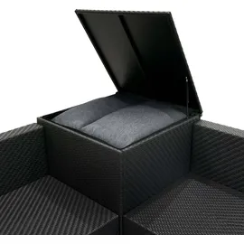 MONSTER SHOP Rattan Modular Gartenmöbel 6-teiliges Sofa-Set in Schwarz mit Kissen, Couchtisch - Schwarz