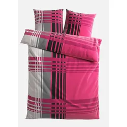 bonprix Bettwäsche mit Karos, lila, 155x220 cm, mit Baumwolle