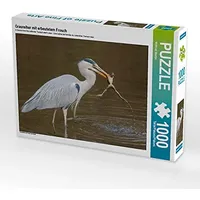 Calvendo Graureiher mit erbeutetem Frosch 1000 Teile Puzzle quer