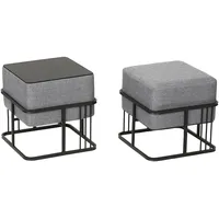 [en.casa] Multifunktionaler stapelbarer Sitzhocker Tas 2er Set quadratisch Hellgrau