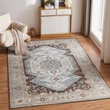 CHOSHOME Waschbarer Teppich Wohnzimmer 80x150CM Teppich Schlafzimmer Vintage Kurzflor Teppich Groß Weiche Teppich für Schlafzimmer rutschfest Teppich Flauschiger Teppich Braun