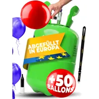 Folat Helium Gasflasche inkl. 50 Luftballons – Helium Balloon Gas für bis zu 50 Luftballons – Ballongas Komplettset - Helium Gasflasche klein inkl. 50 Ballons - MAGNUM ® Schlüsselanhänger