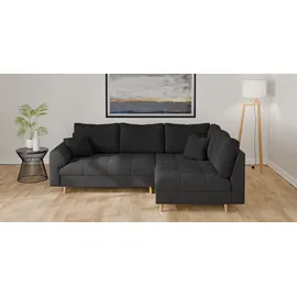 Home Affaire Ecksofa HOME AFFAIRE "CHARRE L-Form mit Ottomane, Maße B/T/H: 231/161/81 cm", grau (anthrazit), B:231cm H:81cm T:161cm, 92% Polyester, 8% Nylon, Sofas, Ecksofa, feine Steppung, lose Rücken- und Zierkissen, auch in Cord und Bouclé