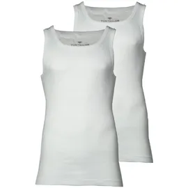 Tom Tailor Herren Tanktops mit Rippstruktur im 2er-Pack, weiß, Uni, Gr. XL/7
