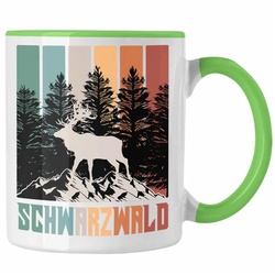 Trendation Tasse Schwarzwald Tasse Geschenk Grafik Geschenkidee Hirsch grün