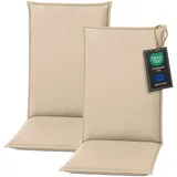 Pillows24 - Hochlehner Auflagen 2er Set - 120x50cm – 8cm Dick - Premium-Material 200gsm, UV- & Wasserabweisend | Sitzauflagen Hochlehner | Gartenstuhlauflagen für Gartenmöbel | Cappuccino