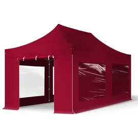 TOOLPORT Faltzelt Faltpavillon Pavillon 3x6m - mit 4 Seitenteilen (Panoramafenster) Premium Dach Partyzelt rot