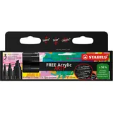 Stabilo Acrylmarker - STABILO FREE Acrylic - 3er Pack - schwarz - 3 verschiedene Spitzen