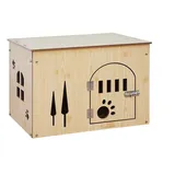 FALANZATH Hundehütte aus Holz mit Lüftungsöffnungen,Hundehaus mit Dach Hundehöhle Indoor,Schlafhaus Haustierhaus zuhause,Haustierhaus für Katzen,Welpen, Hund MDF-Platte 59x42x40cm