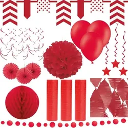 Rote Party Deko Artikel XL Partyset in rot 25 tlg. Geburtstag Hochzeit