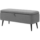 Sitzbank Mit Stauraum Polsterbank Mit Leinenoptik, Sitztruhe Mit Stahlbeine 102 X 40 X 44 Cm, Grau
