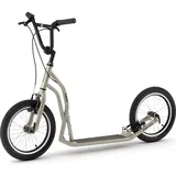 Yedoo S1616 Tretroller - für Erwachsene und Teenager, bis 150 kg, mit Luftreifen 16/16 und verstellbarem Lenker Silbergold - Gold