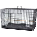 JEOBEST Vogelkäfig Vogelbauer Vogelvoliere für Wellensittiche Kanarien, Vogelheim, Herausnehmbares tablett, mit 2 Sitzstangen schwarz