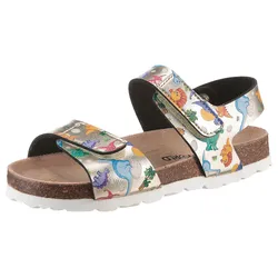 Riemchensandale KIDSWORLD "Dinos", Kinder, Gr. 34, gold (goldfarben kombiniert), Lederimitat, modisch, Schuhe, Klettschuh, Sommerschuh, Sandalette mit ergonomisch geformtem Fußbett