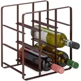 Relaxdays Weinregal, 9 Flaschen, Eisen pulverbeschichtet, Weinhalter stehend, Küche & Bar, HBT: 30 x 27,5 x 20 cm, braun