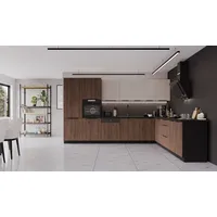 Küchen-Preisbombe Winkelküche MONZA + ARONA L-Form 350 x 290 cm Nußbaum beige