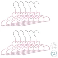 Relaxdays 40 x Kinderkleiderbügel Herz rosa