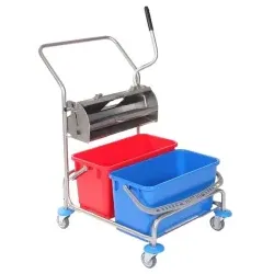 Floorstar Flachpressenwagen FPW 2 ES PATENT - Edelstahl FPW 2 ES , 2 x 22 l Eimer mit Flachpresse