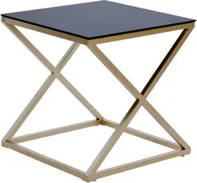 jahnke XTRA Beistelltisch – mit schwarzer Glasplatte und goldenen Beinen, kratzfester ESG-Sicherheitsglas-Top, entwickelt in Deutschland, kann als Wohnzimmer-Beistelltisch oder Nachttisch verwendet werden