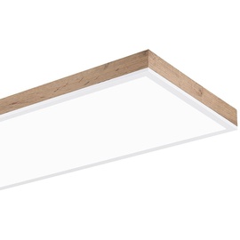 GLOBO LED Deckenlampe Wohnzimmerleuchte Deckenleuchte Esszimmerleuchte, Alu Kunststoff Holzoptik weiß MDF, Fernbedienung dimmbar CCT Memory/-Nachtlicht