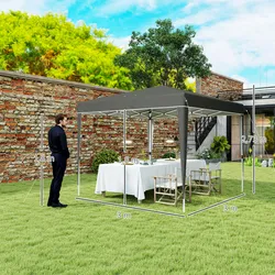 Outsunny - Pavillon - 300Lx300Wx273Hcm - Dunkelgrau