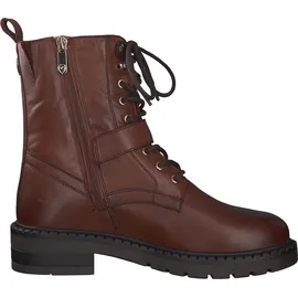 Marco Tozzi Damen Stiefeletten zum Schnüren aus Leder mit Reißverschluss, Braun (Cognac), 41 EU