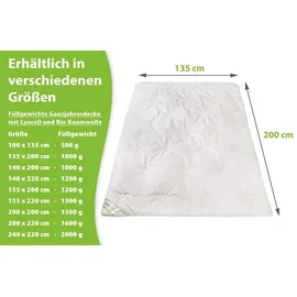 franknatur Ganzjahresdecke 135x200 Bettdecke Lyocell Bio Baumwolle Mono Decke Ganzjahr