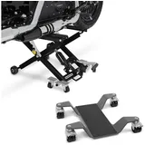 ConStands Motorradheber Set: Motorrad Hebebühne Mid-lift XL bis 500kg sw # mit Rangierhilfe Ea