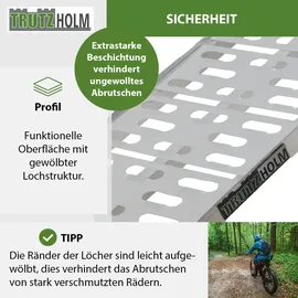 Trutzholm Auffahrrampe 228 cm 680 kg klappbar Aluminium gelocht silber 2 St.