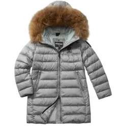 Blauer für Frauen/Mädchen. 24WBLGK03077 Kristin Junior langer silberner Pelzmantel (10años= 140cm), Lässig, Nylon, Kinderbekleidung