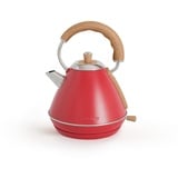 CREATE/KETTLE RETRO M/Elektrischer Wasserkocher Rot/Schnelles Aufkochen, Fassungsvermögen 1L, Abschaltautomatik, Anti-Kalk-Filter, Wasserstandsanzeige, Ø17.2cm, 2200W