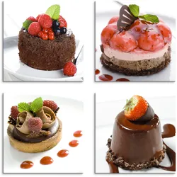 Artland Leinwandbild »Kuchen & Desserts«, Süßspeisen, (4 St.), 4er Set, verschiedene Größen Artland Farbe Bild(er): braun