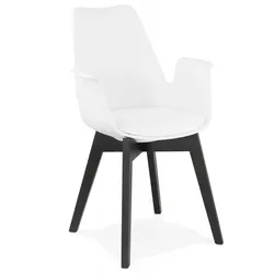 Armlehne Stuhl Designerstuhl MISTRAL mit Holzbeinen | Ergonomischer Esstischstuhl mit Polsterung | Modern Eleganter Wohnzimmerstuhl | Kadima Design