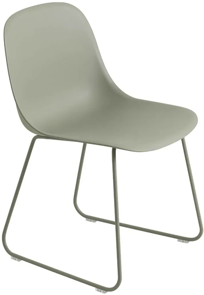 Muuto Fiber Side Chair, sled base, dusty green / dusty green