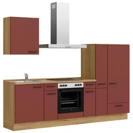 Nobilia Küchenleerblock Easytouch, Rot, Eiche, Metall, 3 Schubladen, nur wie online abgebildet bestellbar, 270 cm, Blauer Engel, Pefc, Goldenes M, Made in Germany, DGM-Klimapakt, seitenverkehrt erhältlich, vormontierter Korpus, Anti-Fingerprint, Küchen,