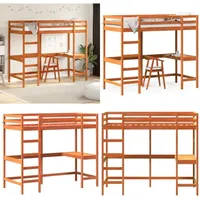 Vidaxl - Hochbett mit Schreibtisch Wachsbraun 90x190cm Massivholz Kiefer - Hochbett - Jugendzimmer - Schlafzimmereinrichtung - Kinderbett
