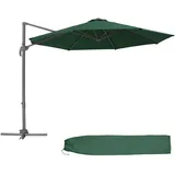Tectake Ampelschirm Ø 300 cm Grün inkl. Schutzhülle und Fußpedal