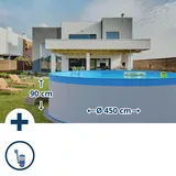 Planet Pool Stahlwandpool Set rund Acapulco 450x90 cm, Stahl 0,3 mm weiß, Folie 0,2 mm blau, overlap
