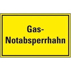 Schild I Hinweisschild Gas-Notabsperrhahn, Kunststoff, 300x200mm