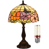 Uziqueif Tiffany Tischlampe, nachttischlampen für Schlafzimmer, Vintage Tiffany lamp,Tischlampen für Schlafzimmer Nachttischlampe Arbeitszimmer Office, Mit E27 LED Birne,D