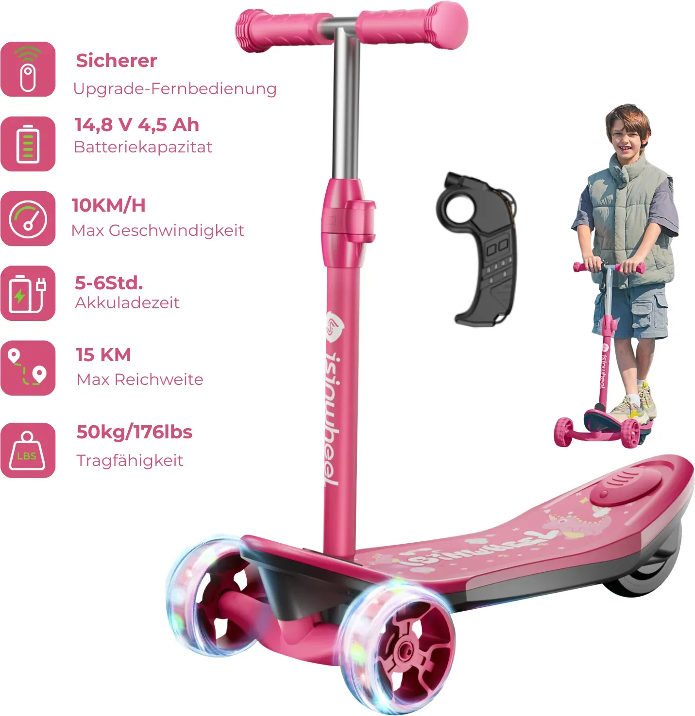 MiniSpider 2-in-1 Elektrischer Dreirad-Kinderscooter und Skateboard für Kinder ab 3 Jahre (Höhenverstellbare)