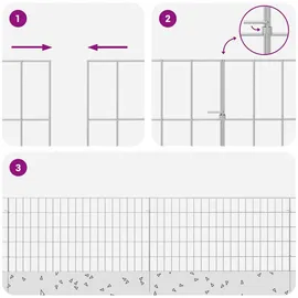 vidaXL Zaun-Set 95 x 50 cm Silber/Verzinkter Stahl