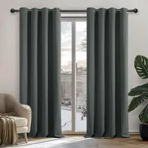 Deconovo Blickdicht Gardinen mit Ösen für Schlafzimmer Thermogardinen Vorhang Blackout Curtains, 245x140 cm(HöhexBreite), Dunkelgrau, 2er Set