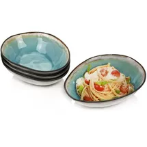 sänger Pastaschalen Capri aus Steingut, 4-teiliges Pasta Teller Set, Bowl Schüssel, Modernes und Einzigartiges Design | PREMIUM COLLECTION